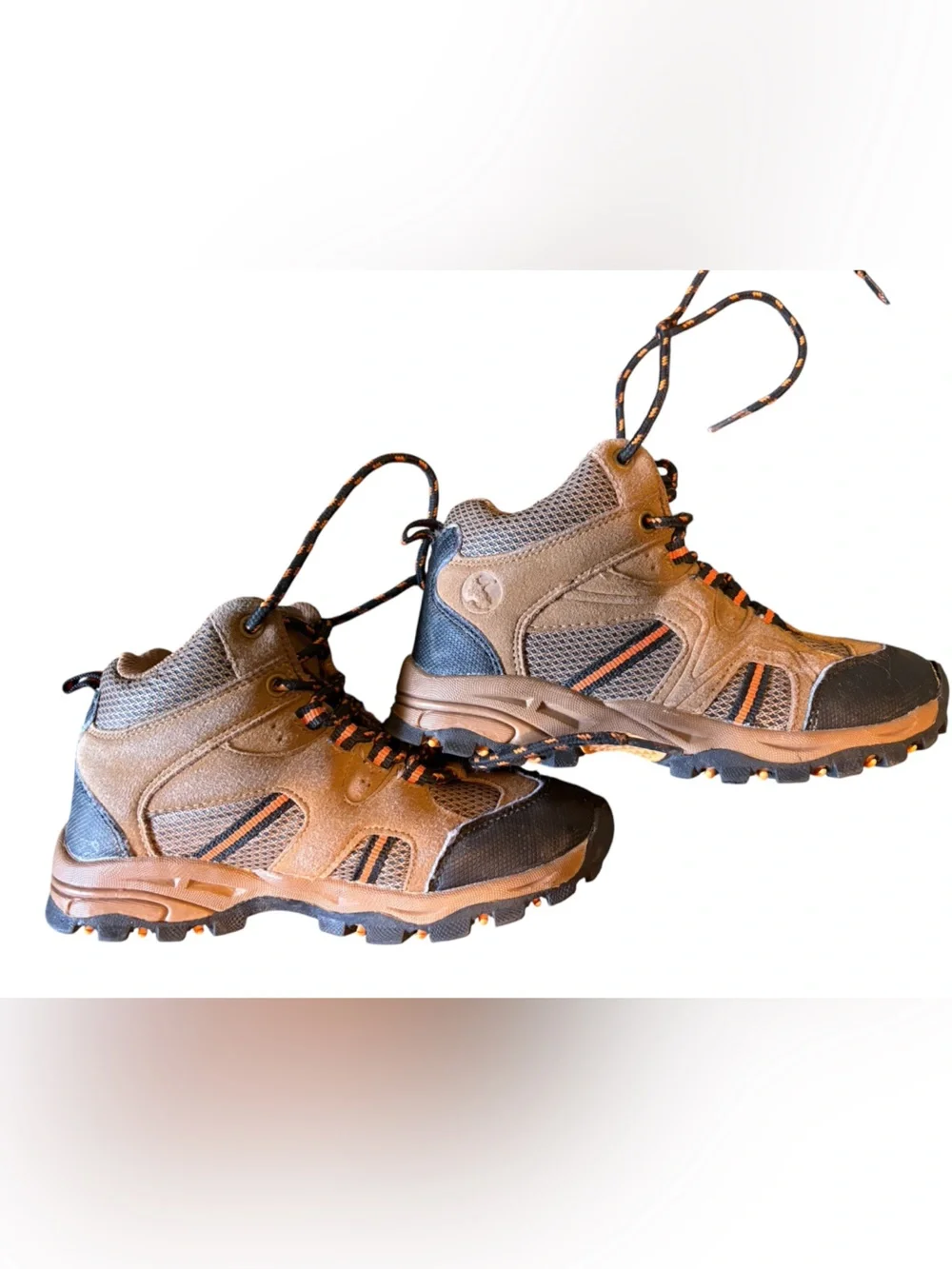 Gander Mountain Brown Kids Hiking Boots with Orange-Black Laces